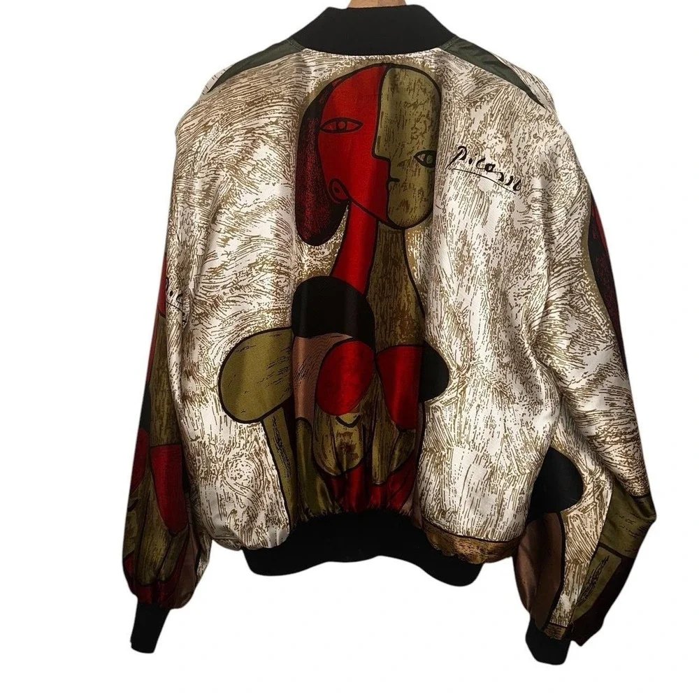 Chardin Women's Picasso Abstract Art Windbreaker Jacket Vintage 80's, XL